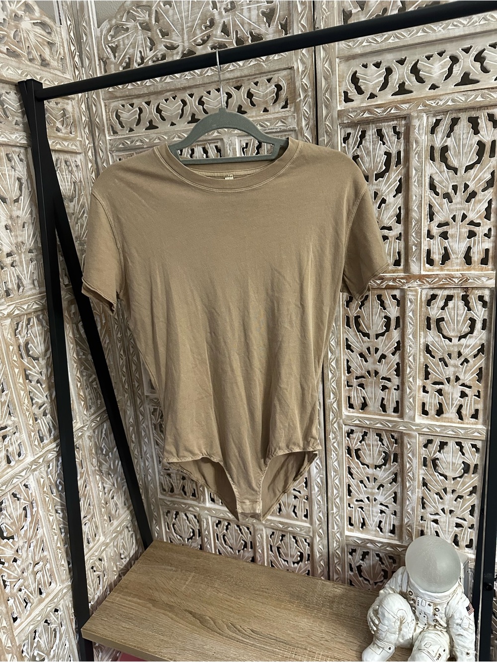 Free People Short Sleeve Bodysuit in Taupe